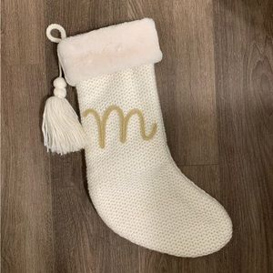 Wondershop monogram M faux fur cable knit stocking